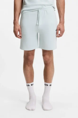 Cotton-blend pajama shorts with embroidered logo
