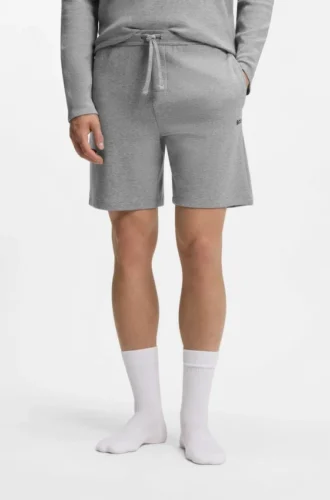 Cotton-blend pajama shorts with embroidered logo