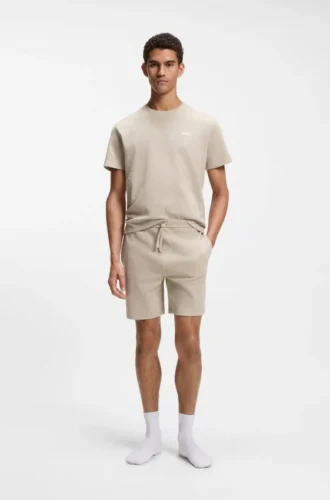 Cotton-blend pajama shorts with embroidered logo