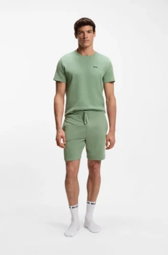 Cotton-blend pajama shorts with embroidered logo