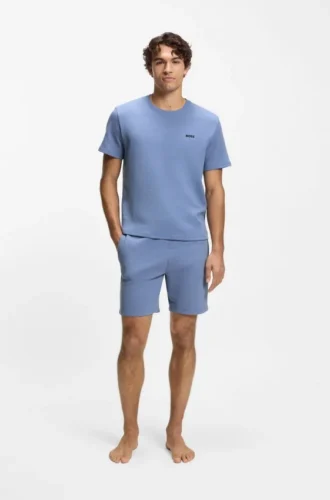 Cotton-blend pajama shorts with embroidered logo