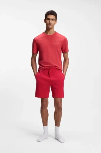 Cotton-blend pajama shorts with embroidered logo