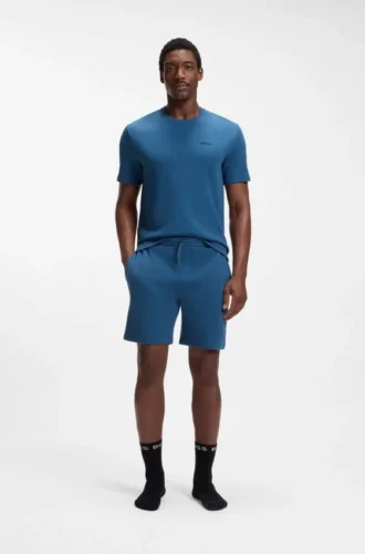 Cotton-blend pajama shorts with embroidered logo