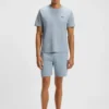 Cotton-blend pajama shorts with embroidered logo