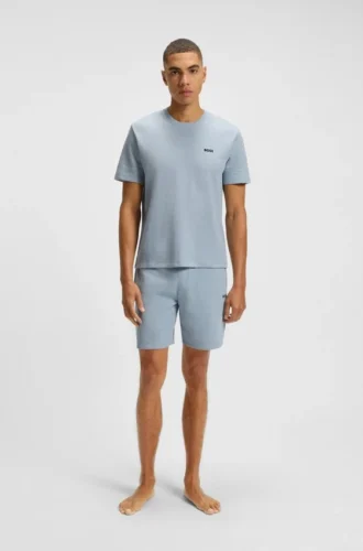 Cotton-blend pajama shorts with embroidered logo