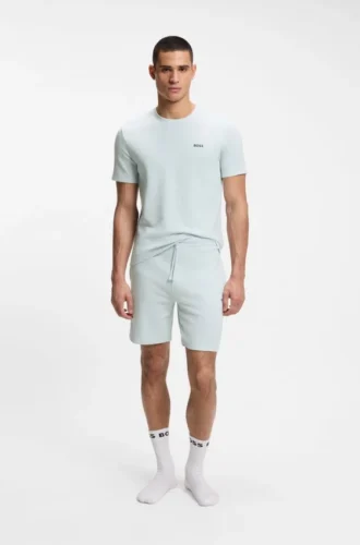 Cotton-blend pajama shorts with embroidered logo