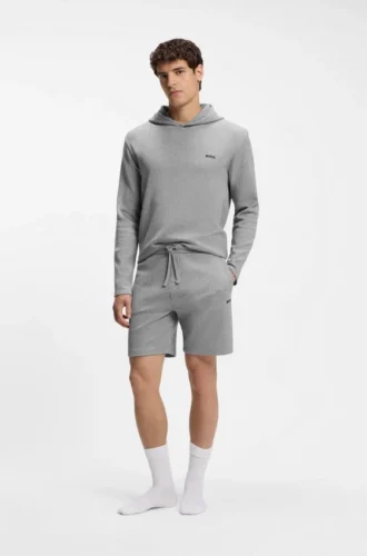 Cotton-blend pajama shorts with embroidered logo