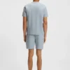 Cotton-blend pajama shorts with embroidered logo