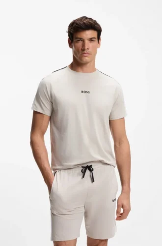 Cotton-blend pajama T-shirt with color-blocking