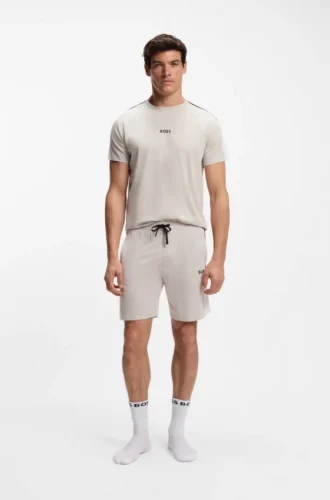 Cotton-blend pajama T-shirt with color-blocking