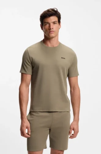 Cotton-blend pajama T-shirt with embroidered logo