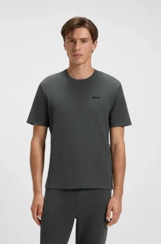 Cotton-blend pajama T-shirt with embroidered logo