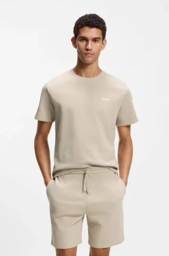 Cotton-blend pajama T-shirt with embroidered logo