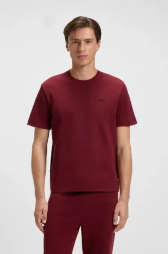 Cotton-blend pajama T-shirt with embroidered logo