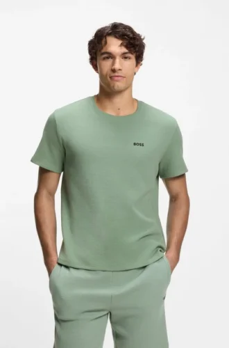 Cotton-blend pajama T-shirt with embroidered logo