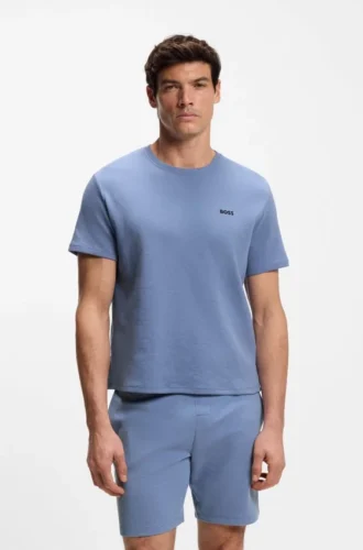 Cotton-blend pajama T-shirt with embroidered logo