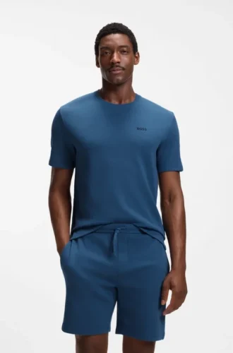 Cotton-blend pajama T-shirt with embroidered logo
