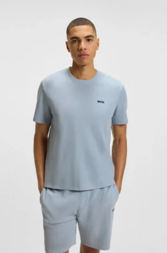 Cotton-blend pajama T-shirt with embroidered logo