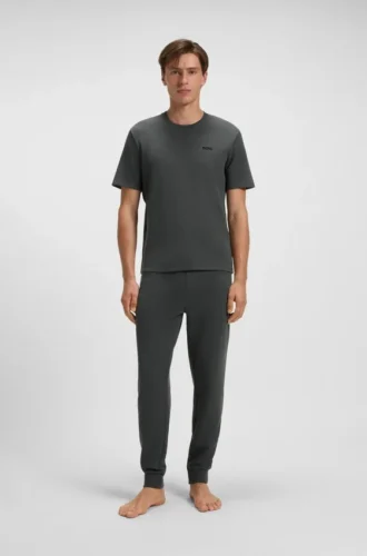 Cotton-blend pajama T-shirt with embroidered logo