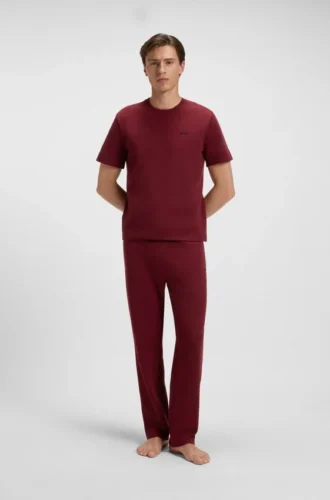 Cotton-blend pajama T-shirt with embroidered logo