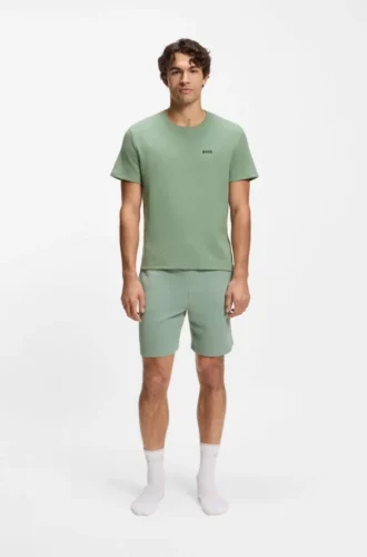 Cotton-blend pajama T-shirt with embroidered logo