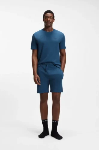 Cotton-blend pajama T-shirt with embroidered logo