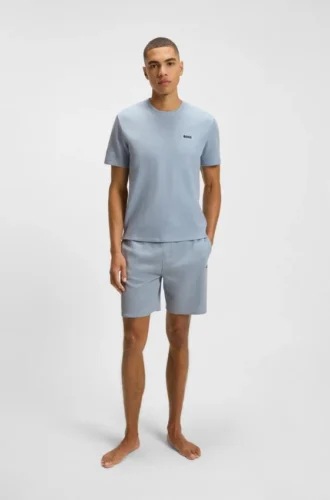 Cotton-blend pajama T-shirt with embroidered logo