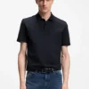 Cotton-blend polo shirt with bubble-structured jacquard