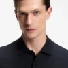 Cotton-blend polo shirt with bubble-structured jacquard