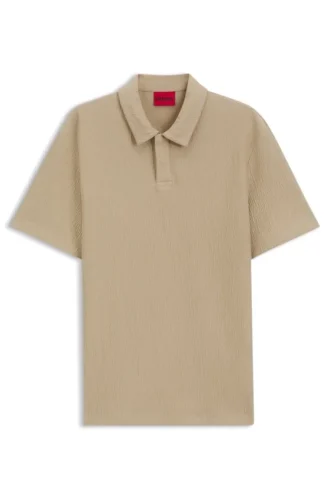 Cotton-blend polo shirt with creased effect
