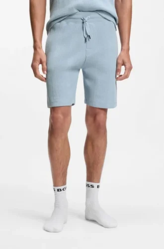 Cotton-blend shorts with waffle texture
