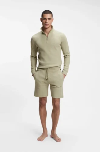 Cotton-blend shorts with waffle texture