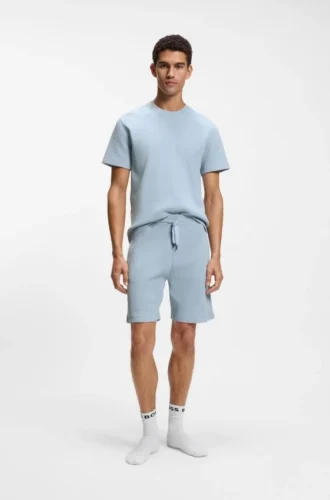 Cotton-blend shorts with waffle texture