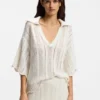 Cotton-blend sweater with knitted wave structure