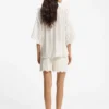 Cotton-blend sweater with knitted wave structure