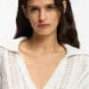 Cotton-blend sweater with knitted wave structure
