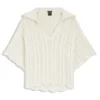 Cotton-blend sweater with knitted wave structure