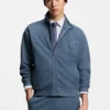 Cotton-blend sweatshirt with drop-needle stripe
