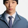 Cotton-blend sweatshirt with drop-needle stripe