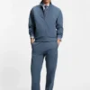 Cotton-blend sweatshirt with drop-needle stripe