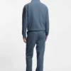 Cotton-blend sweatshirt with drop-needle stripe