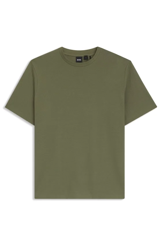 Cotton-blend T-shirt with bubble-jacquard structure Cotton-blend T-shirt with bubble-jacquard structure