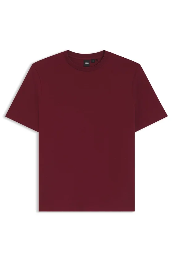 Cotton-blend T-shirt with bubble-jacquard structure Cotton-blend T-shirt with bubble-jacquard structure