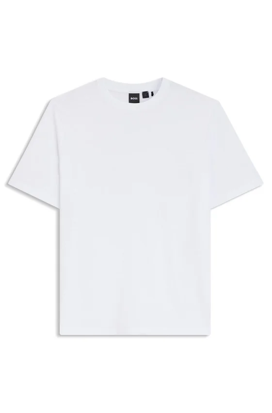Cotton-blend T-shirt with bubble-jacquard structure Cotton-blend T-shirt with bubble-jacquard structure