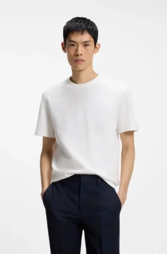 Cotton-blend T-shirt with creased effect