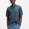 Cotton-blend T-shirt with drop-needle stripe