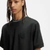 Cotton-blend T-shirt with drop-needle stripe