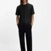 Cotton-blend T-shirt with drop-needle stripe