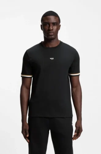 Cotton-blend T-shirt with logo and signature stripes