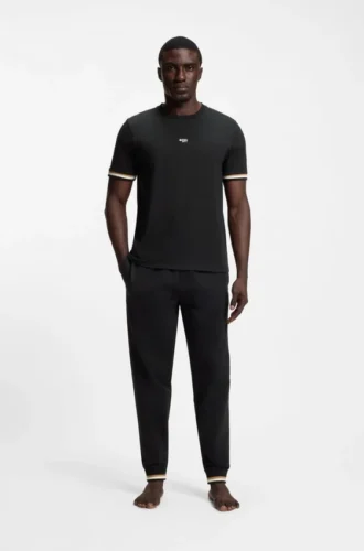 Cotton-blend T-shirt with logo and signature stripes